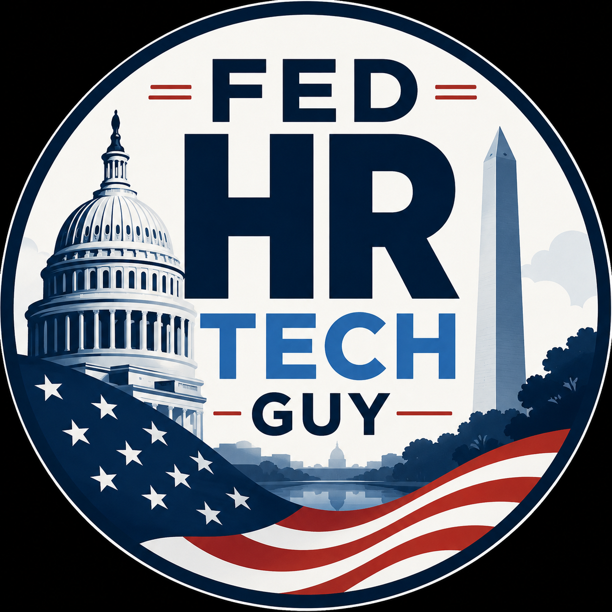 FedHRTechGuy emblem with the U.S. Capitol, Washington Monument, and American flag